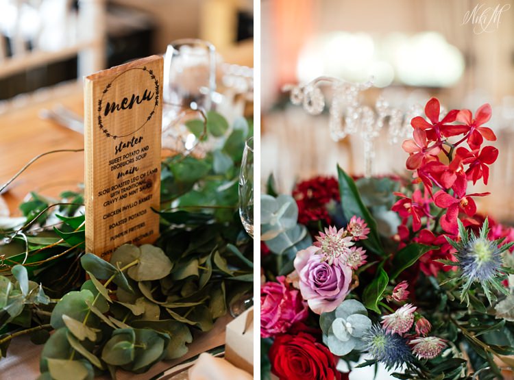 Wood and orchids in wedding decor