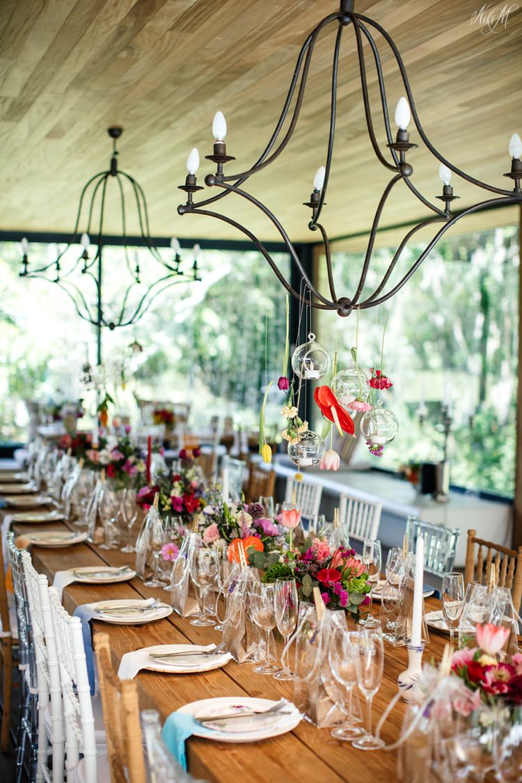 long tables at a wedding
