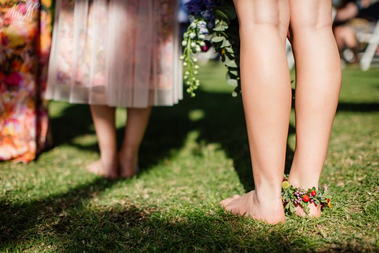 bridesmaids with bare feet