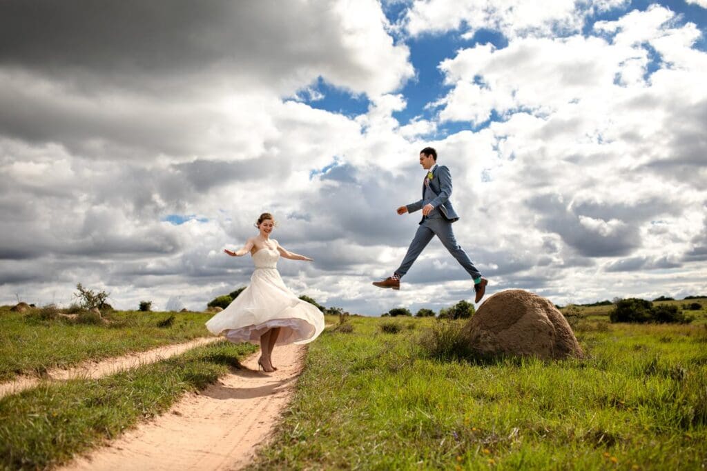 Safari ceremony on the open plains at Lalibela, a South African game reserve wedding venue in the Eastern Cape