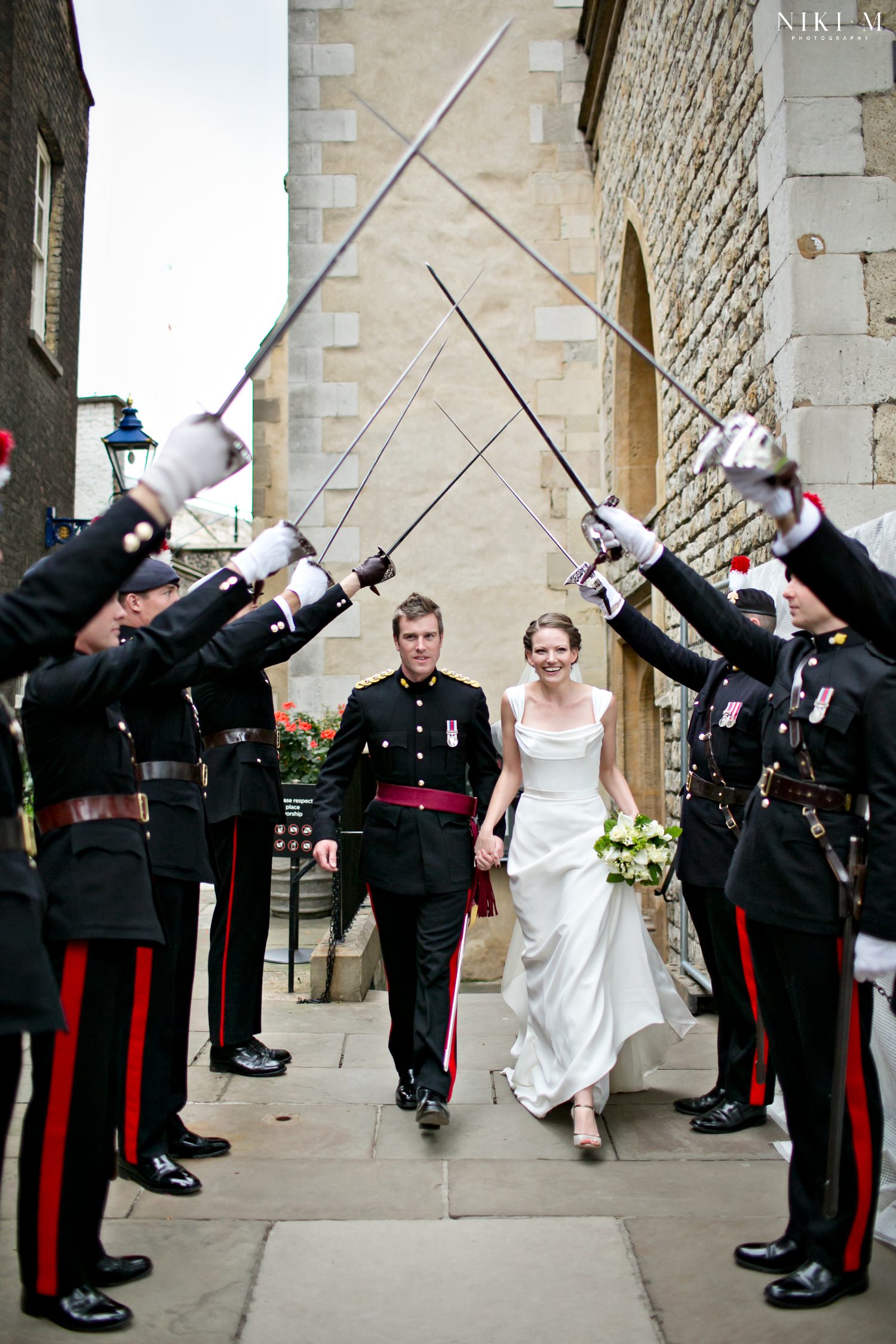 Royal Fusiliers guard of honour at a Tower of London wedding