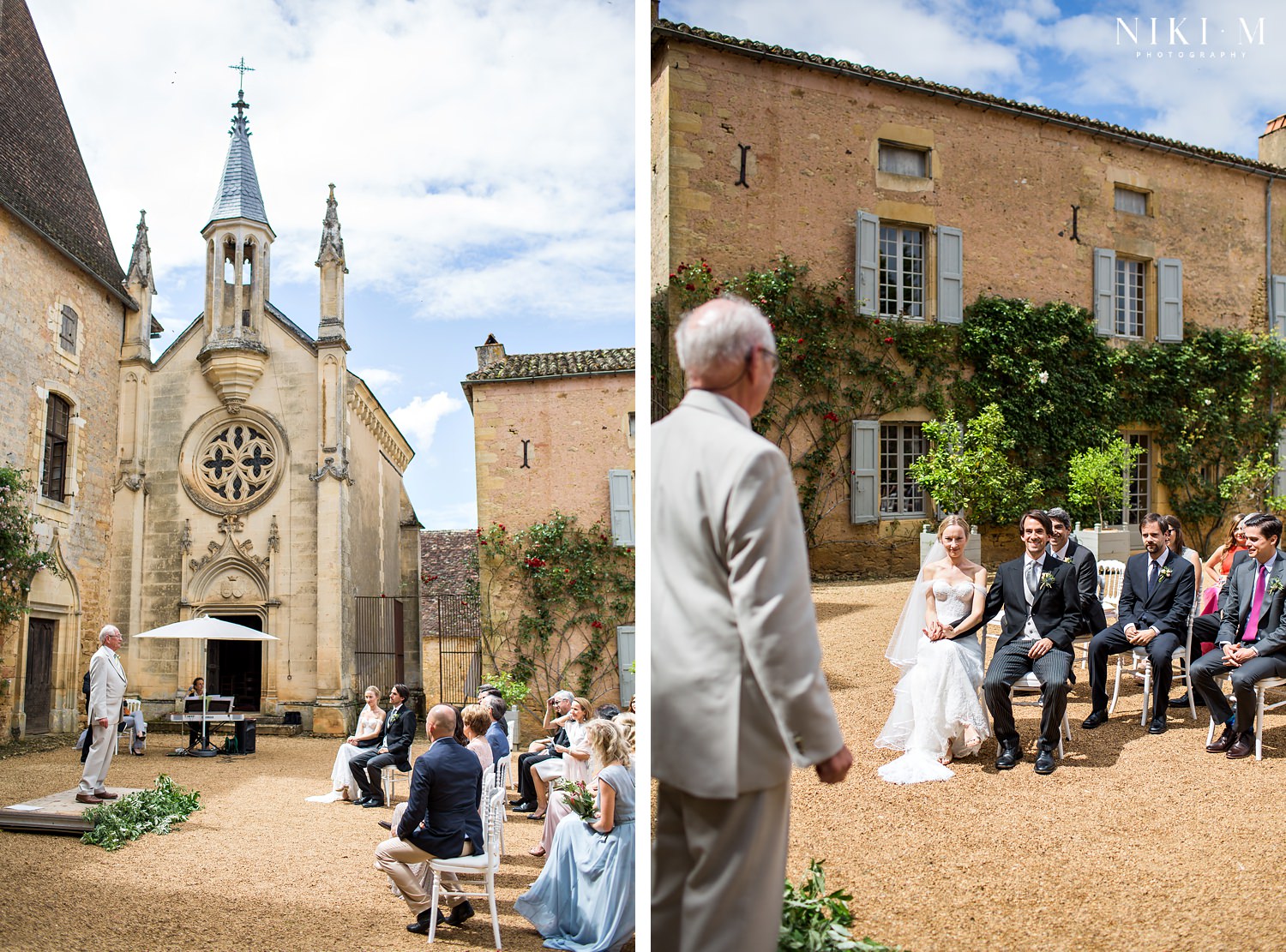 Marriage ceremony at Chateau de la Bourlie Dordogne Wedding Venue