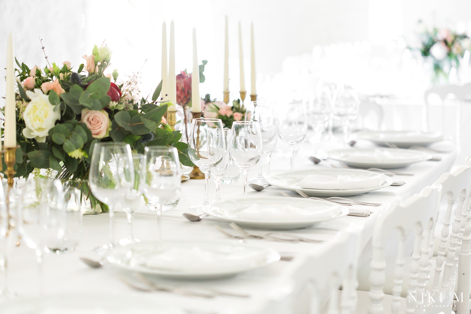 Wedding reception hall at Chateau de la Bourlie for a Dordogne wedding