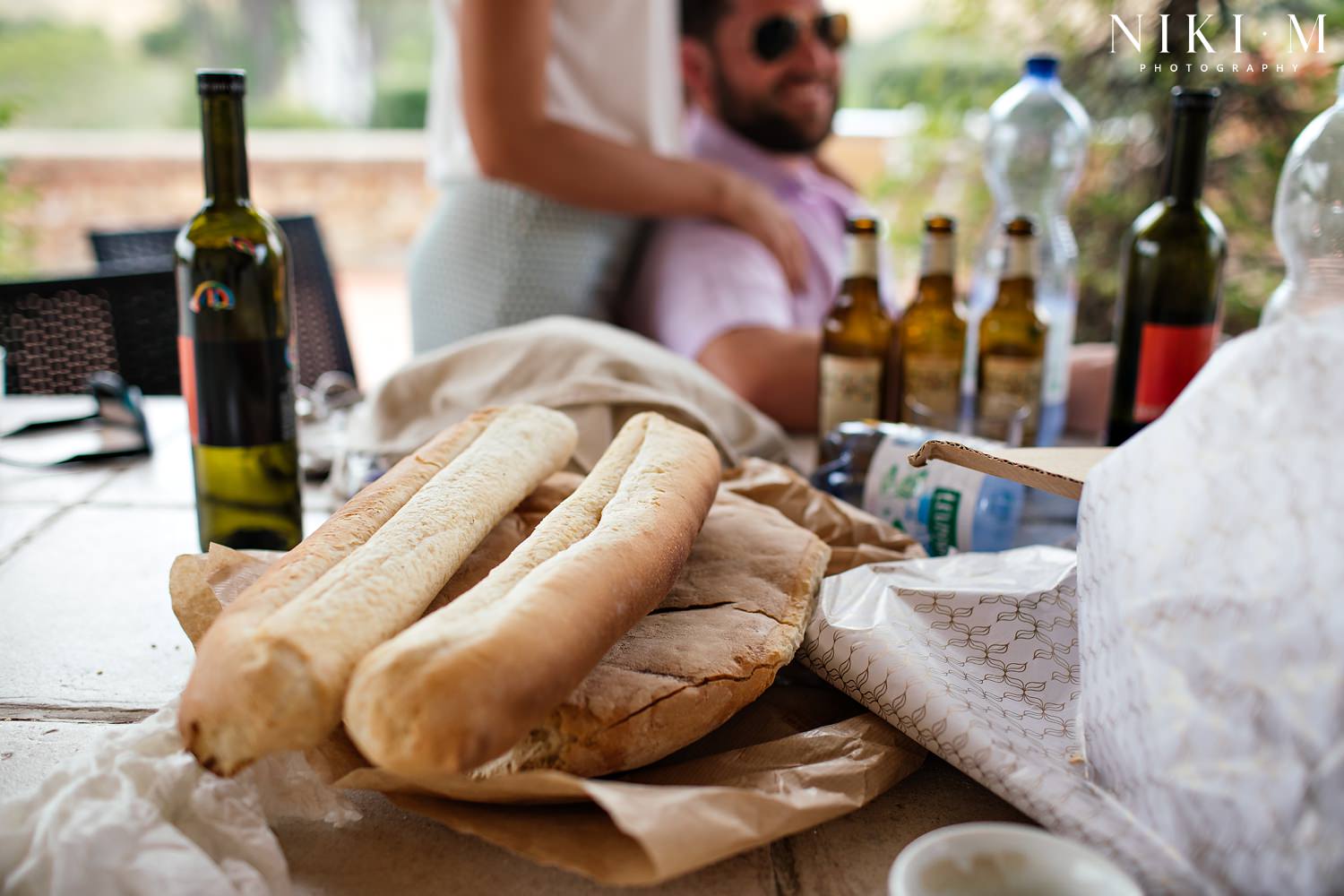 Tuscany wedding staples: bread and wine!