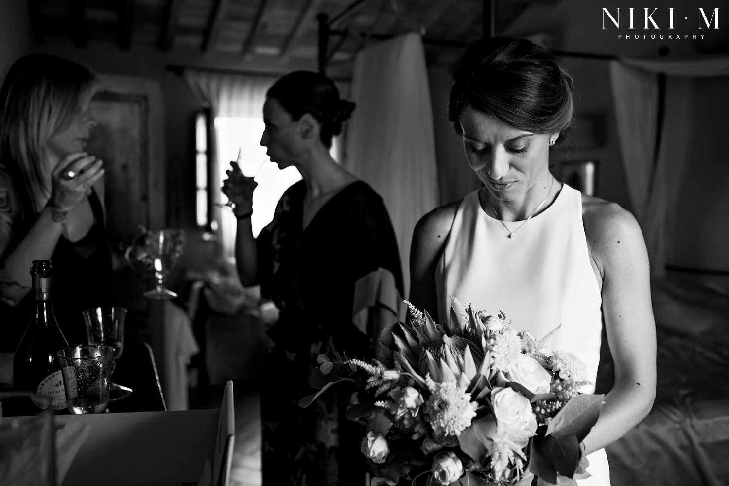 The Bride gets ready before the big day at her Tuscany wedding venue, Villa Ricrio