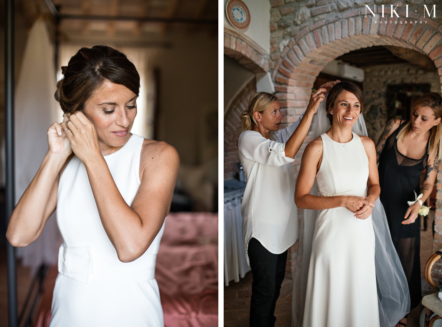The Bride gets ready before the big day at her Tuscany wedding venue, Villa Ricrio