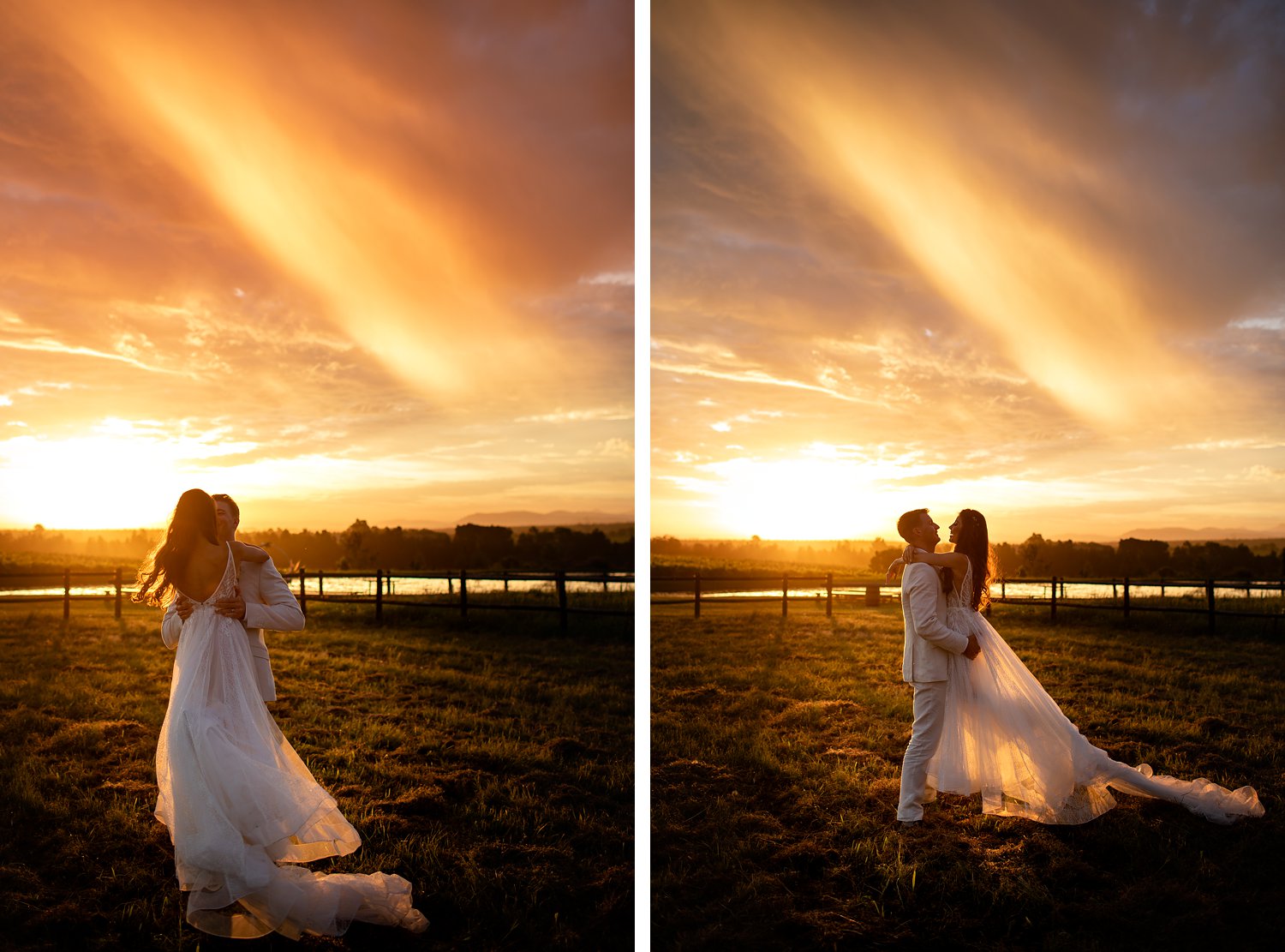 Magical wedding sunset at Kay and Monty venue
