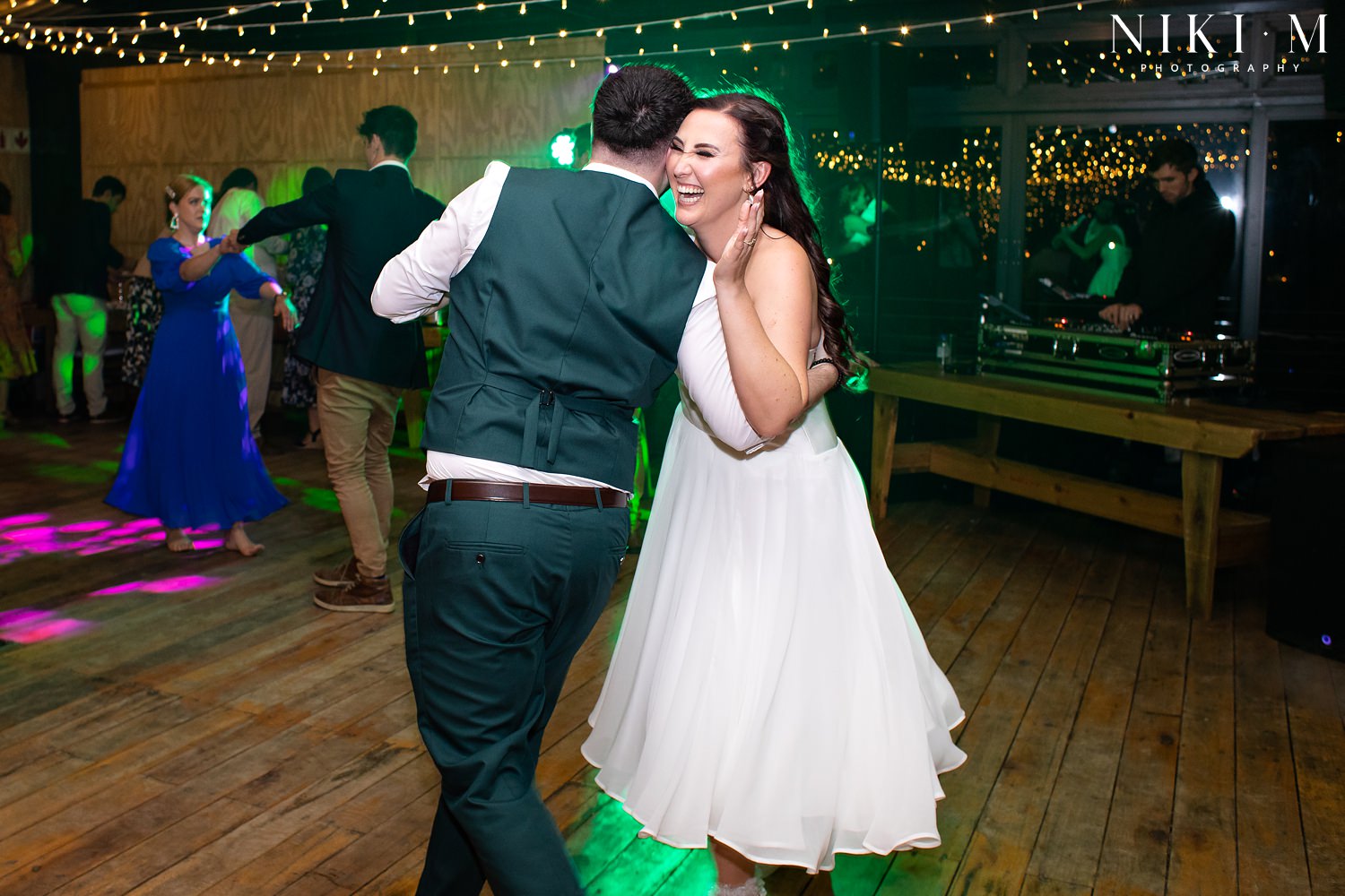 Dancefloor music and lights by DJ Arries at an Elgin Wedding