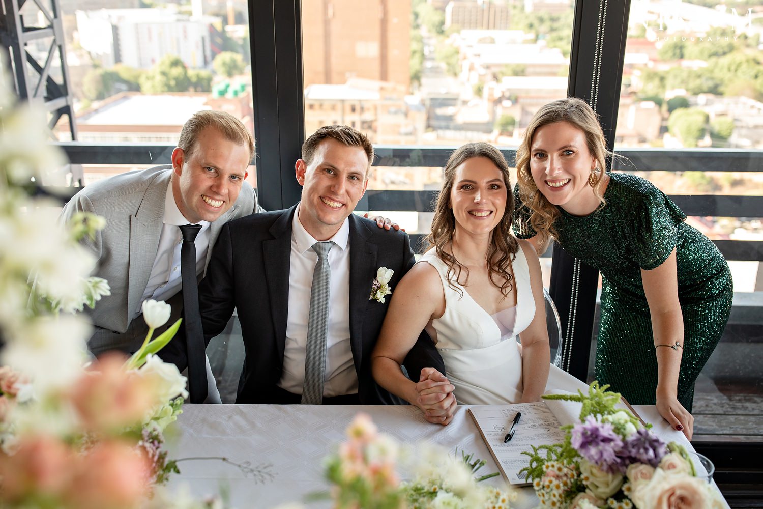 Rooftop ceremony overlooking the city at Johannesburg wedding venue Hallmark House hotel