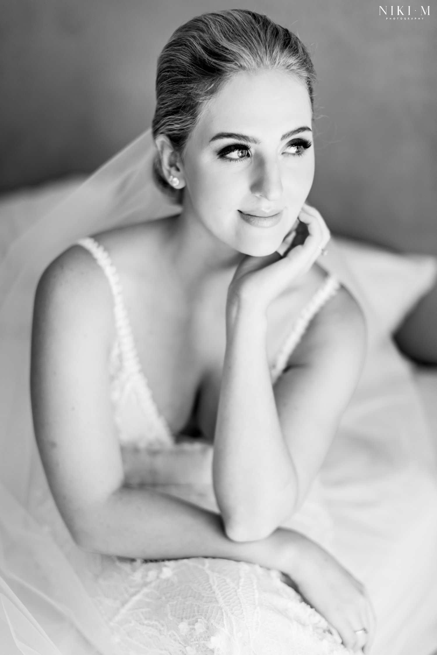 Classic black and white bridal portrait at a Cavalli Estate wedding