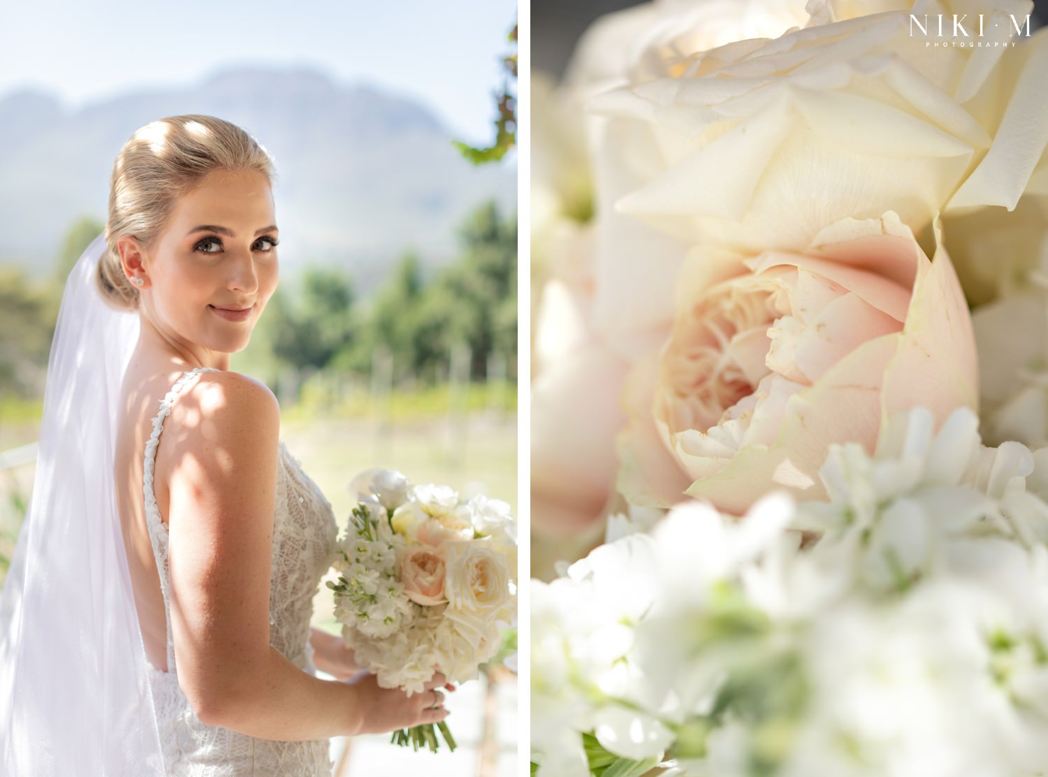 Copper and brown toned bridal make-up with classic low bun bridal hair