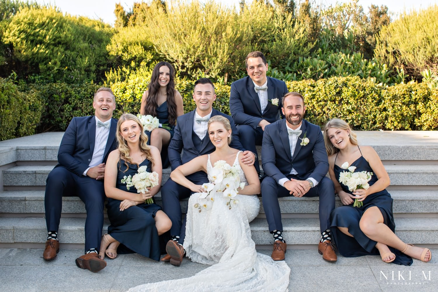 Bridal Party photos at Cavalli Estate int eh sunken garden