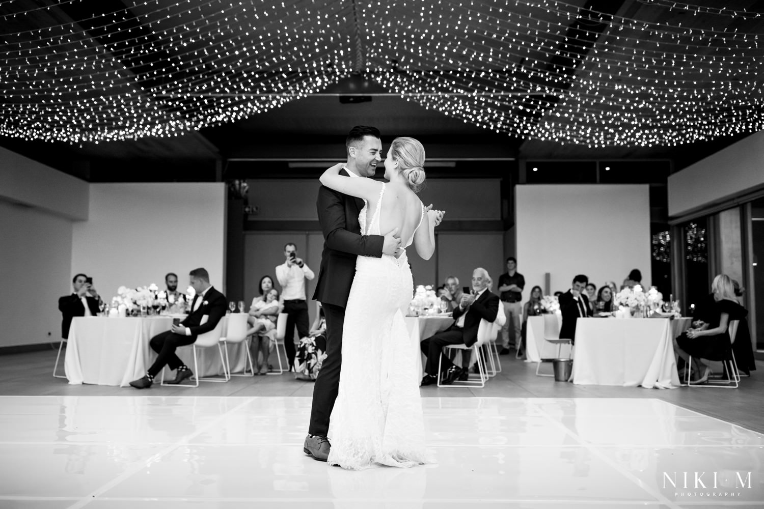 First dance for bride and groom at their Cavalli estate wedding