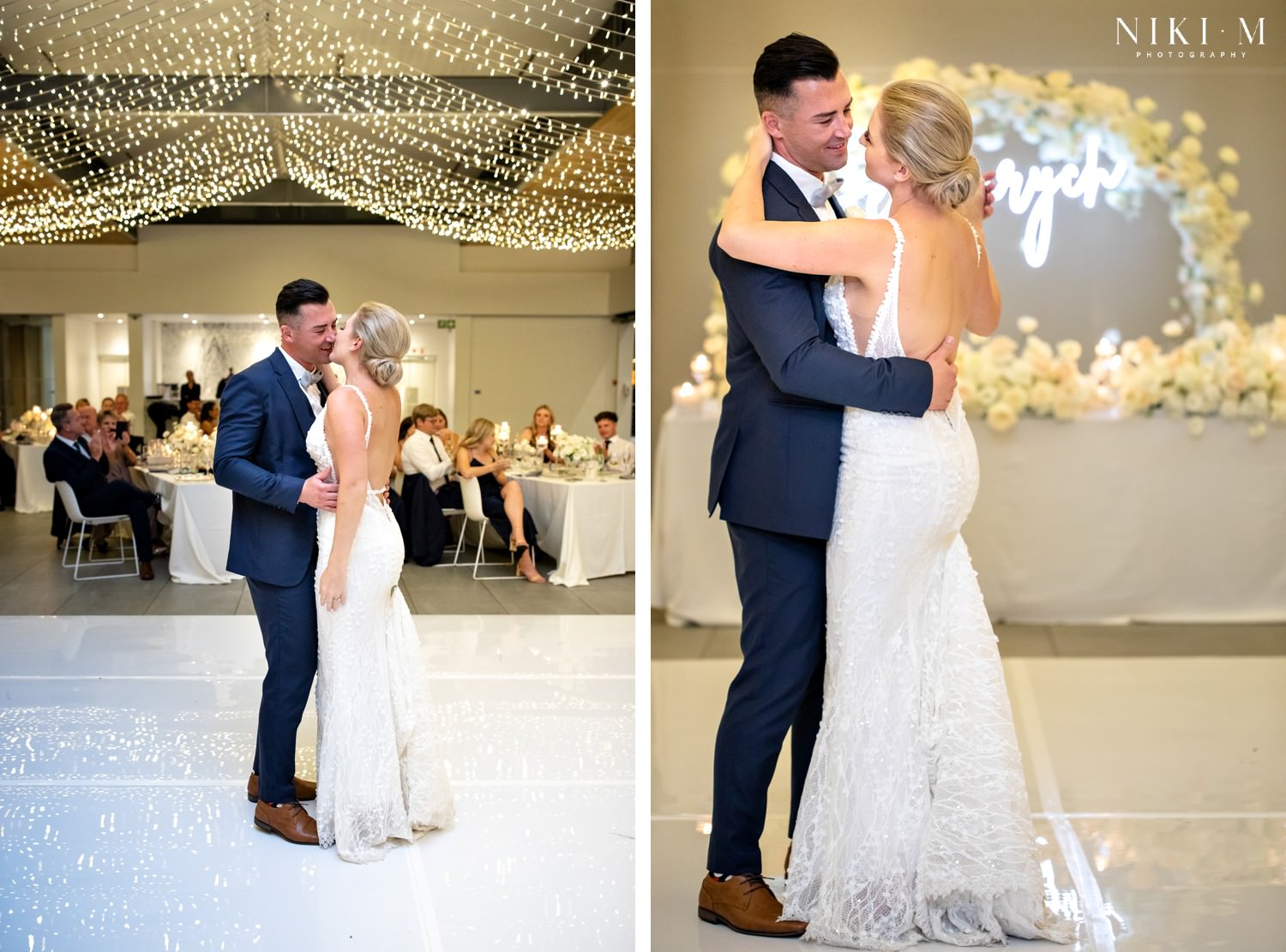 First dance for bride and groom at their Cavalli estate wedding