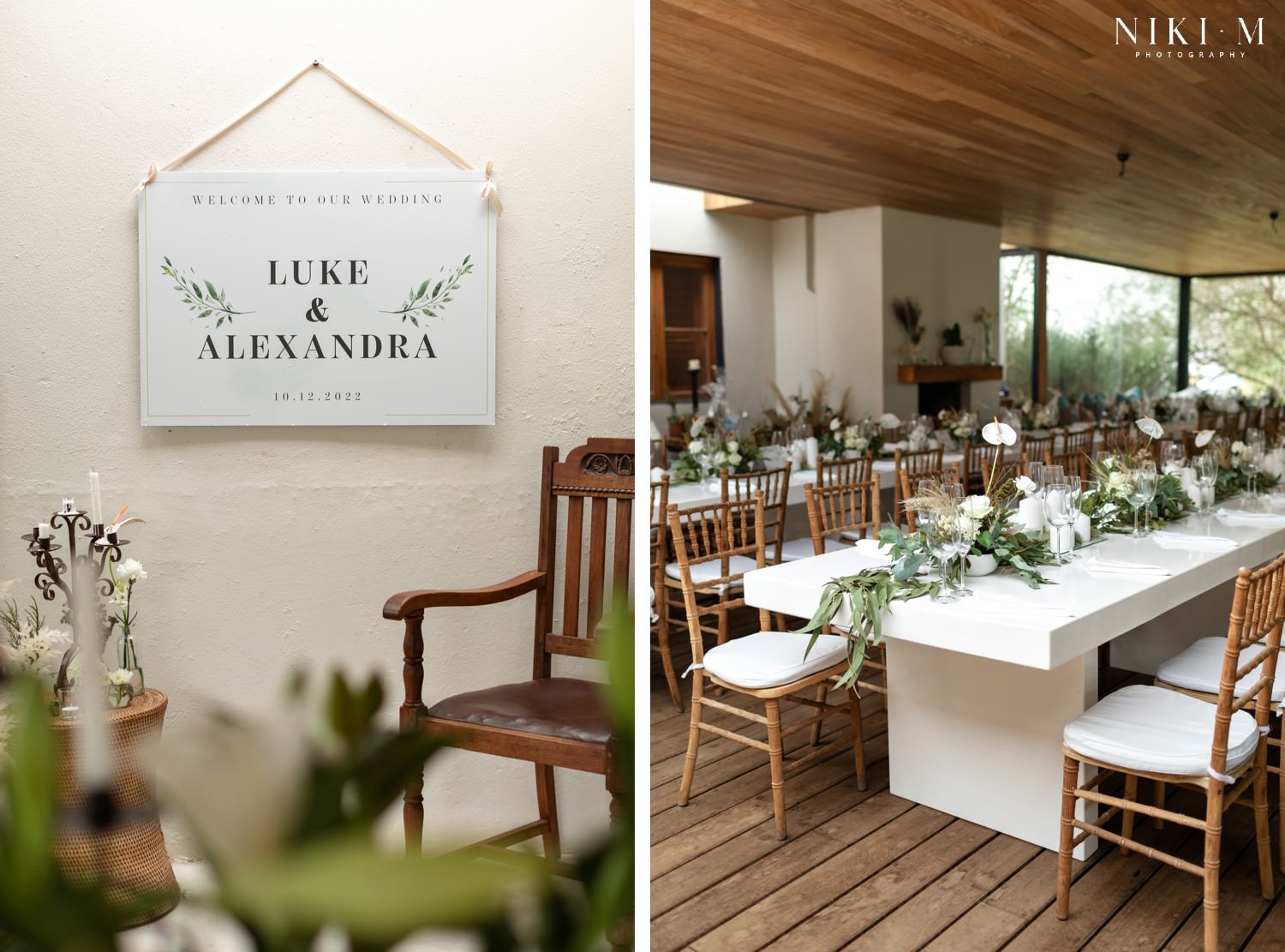 Simple but effective white decor and flowers at a wedding just outside Plettenberg Bay in the Garden Route