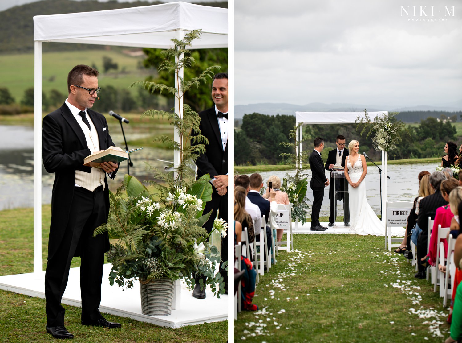 An outdoor wedding ceremony in the Garden Route at Kay and Monty