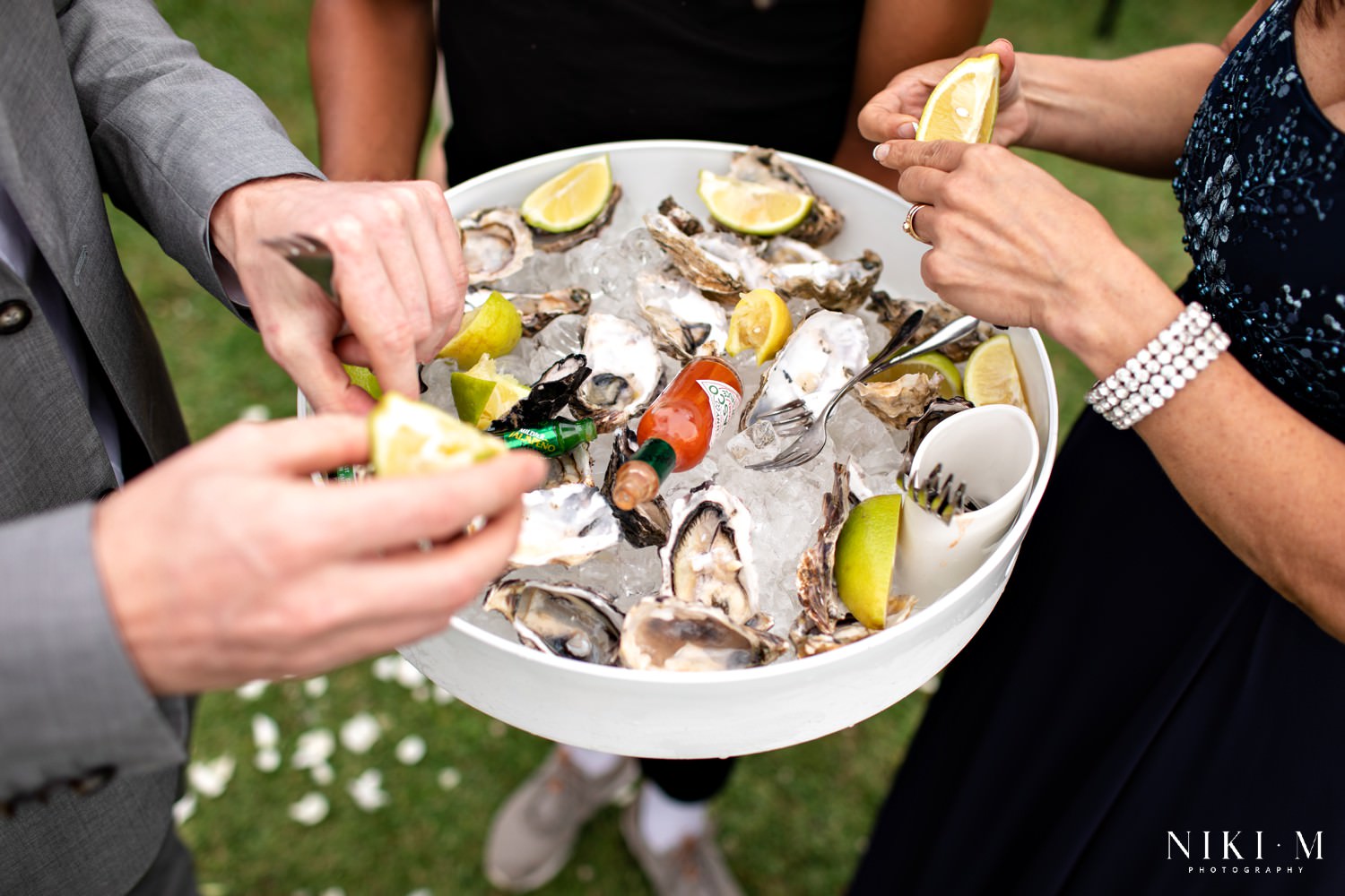 Oysters served at a South African wedding for canapés