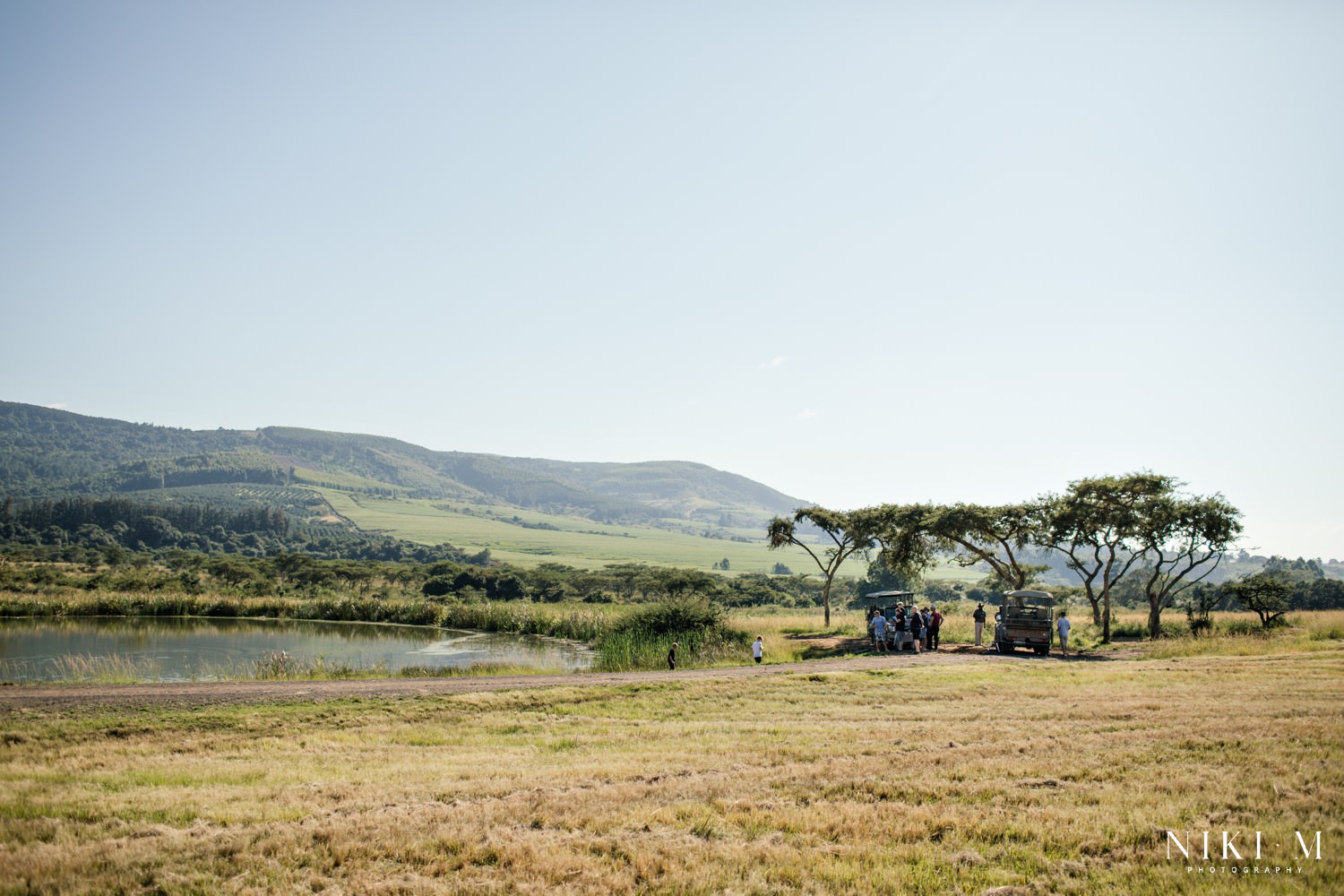 The guests start the day with a game drive and sunrise coffee stop at this Karkloof Safari Spa wedding in KwaZulu Natal Midlands