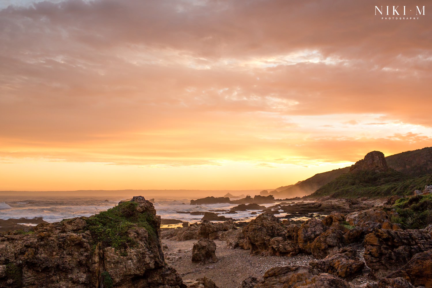 Sunset at Forest Hall Estate's beautiful beach, looking out towards Plettenberg Bay.