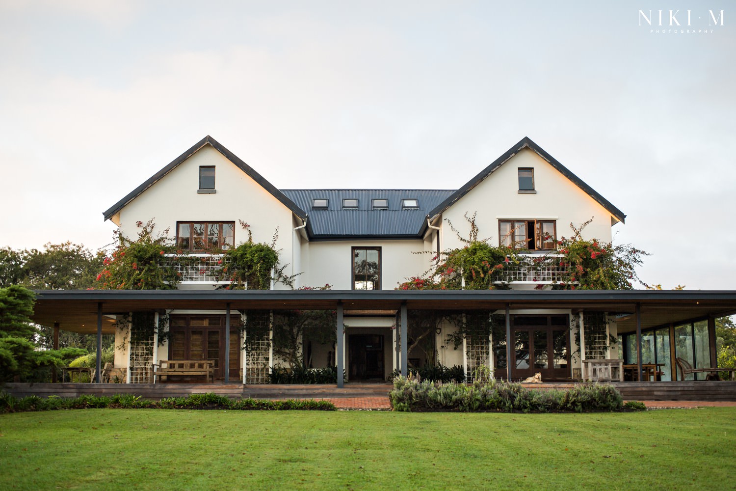 A front view of the Forest Hall Estate wedding venue manor house